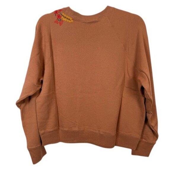 NEW! Something Navy Embroidered Crew Neck Sweatshirt Camel Floral Size Small - Picture 4 of 11